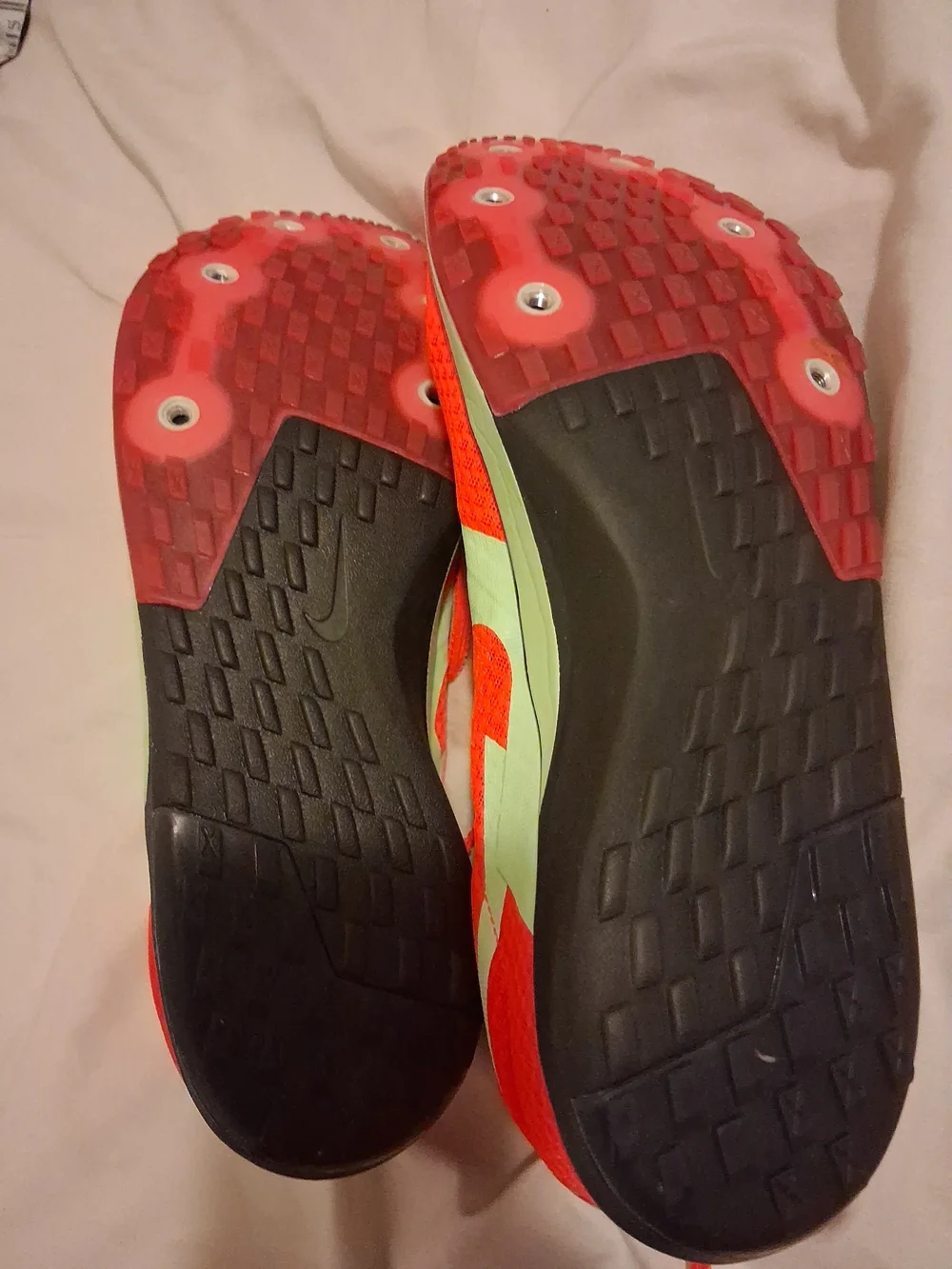 Nike Men’s Bright Red Running Spikes with Volt Swoosh